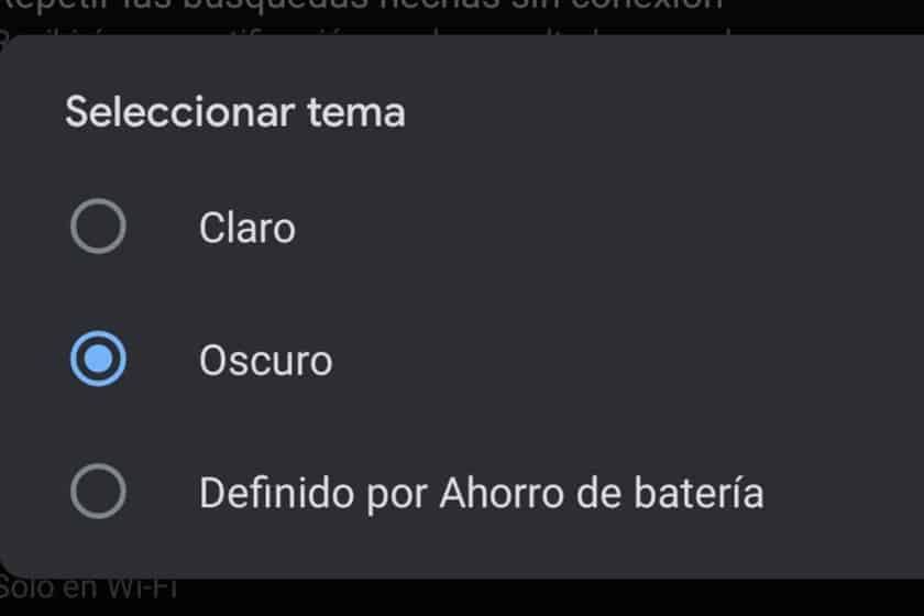 Cómo activar el modo oscuro en Chrome para Android desde Tema