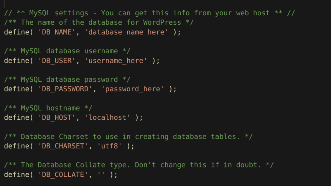Ver el nombre de la base de datos en wp-config.php