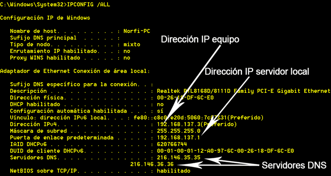 Abrir CMD y comprobar IP