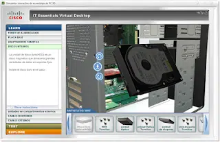 Vista del gabinete y componentes dentro del simulador 3D