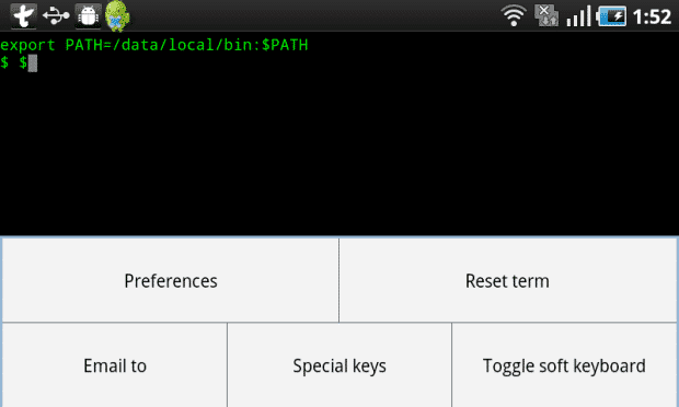 Terminal de Termux mostrando el proceso de elevación de privilegios root en Android