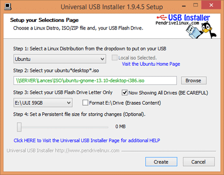 Ventana principal de Universal USB Installer para crear USB booteable