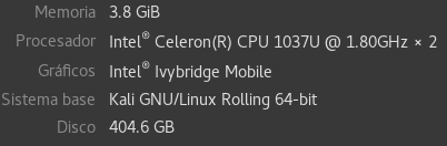 Pantalla de Sistema base para identificar x86 o x64 en Kali Linux