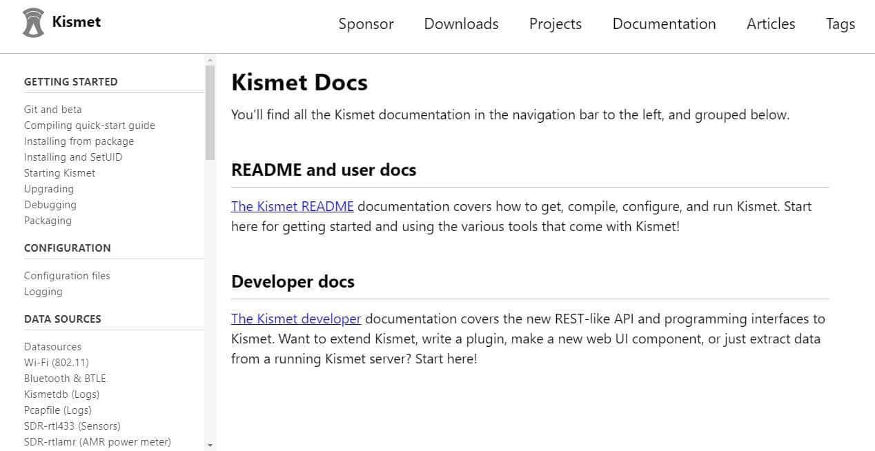 Interfaz de Kismet mostrando redes y tráfico WiFi