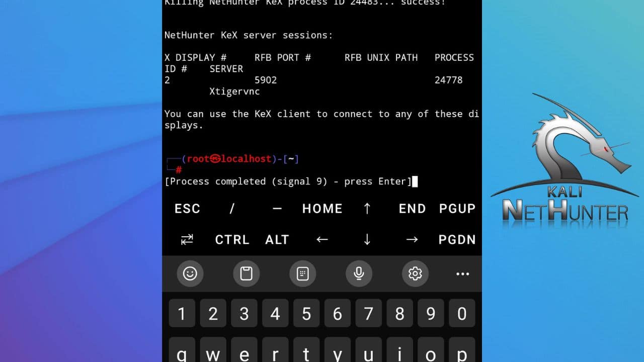 process completed signal 9 press enter