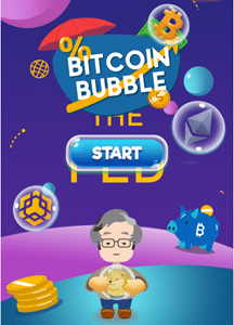 Pantalla de portada del juego Bitcoin Bubble Shooter