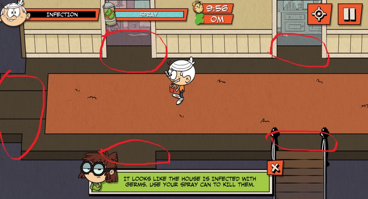 Inicio de partida mostrando habitaciones y medidores