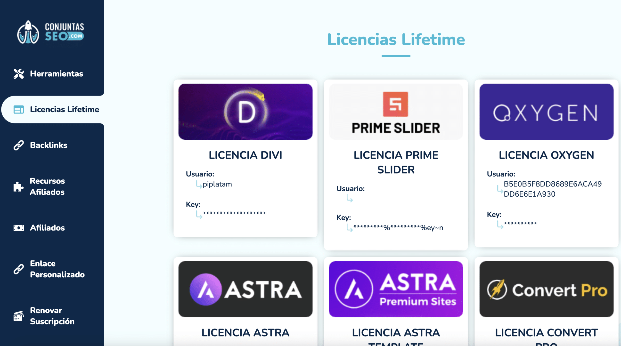Licencias premium disponibles