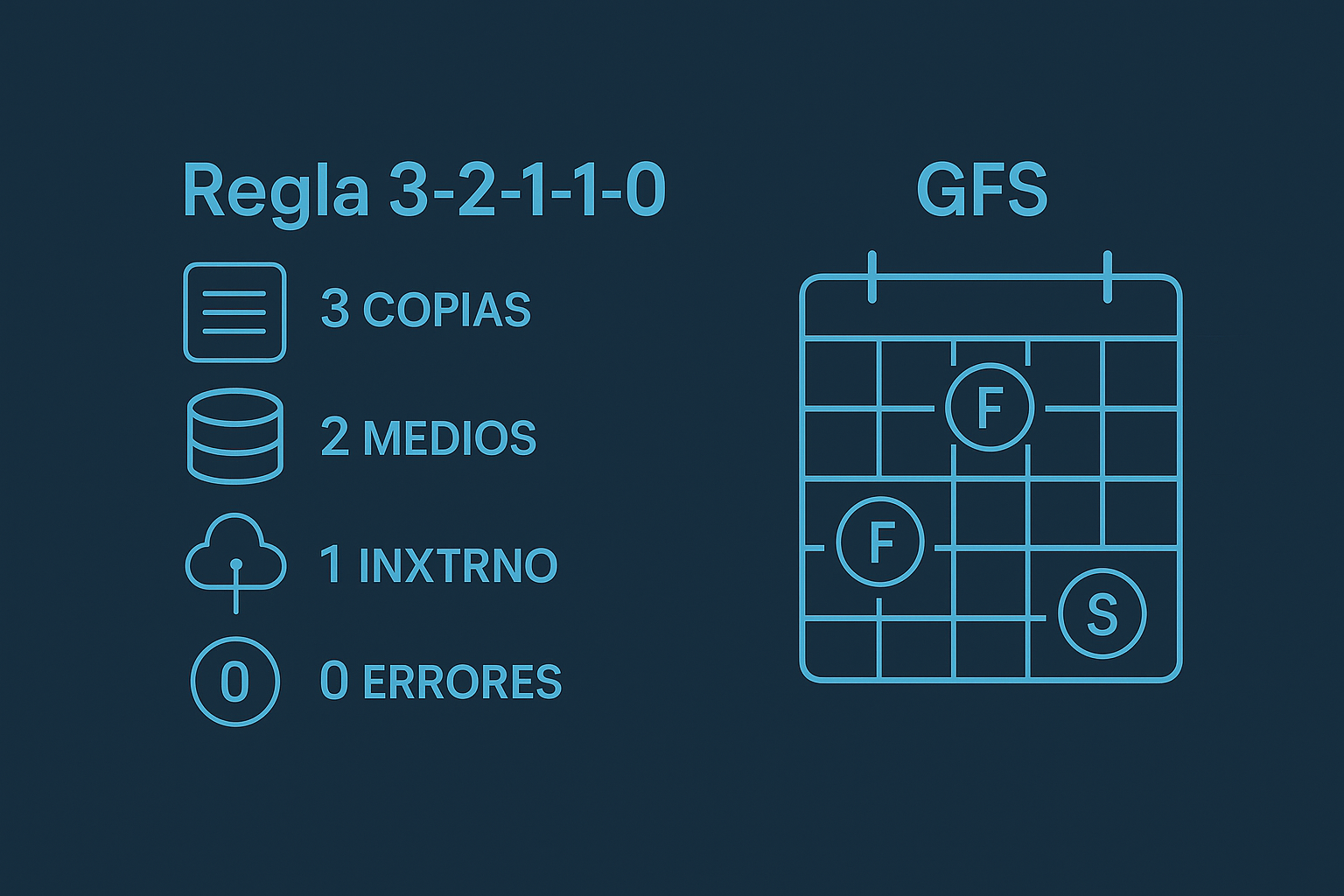 Comparativa visual de estrategia 3-2-1-1-0 y rotación GFS.