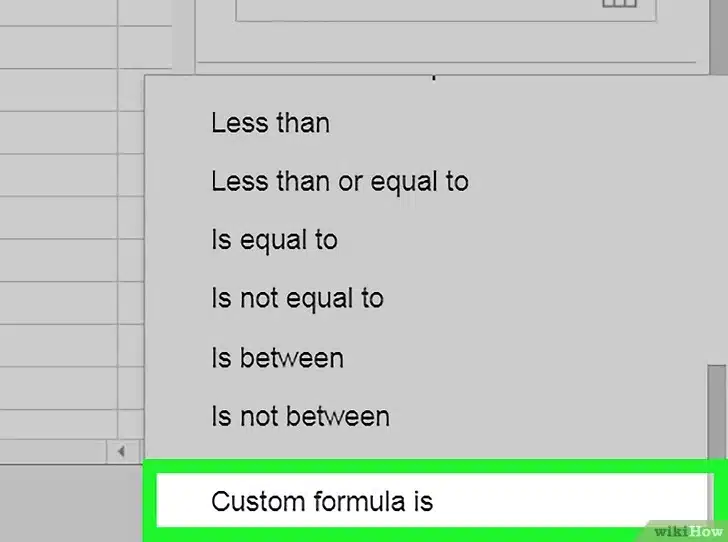 Seleccionar La fórmula personalizada es