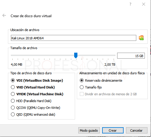 Configurar disco virtual Kali Linux VirtualBox