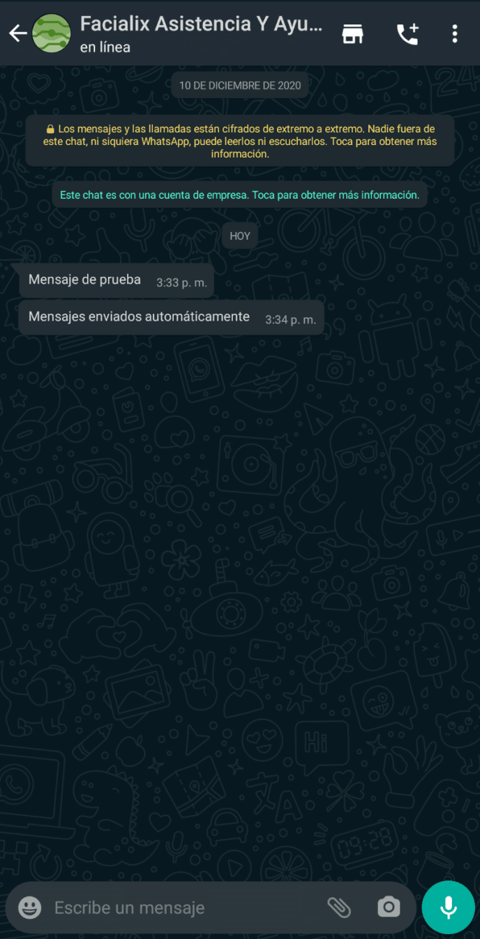 Mensaje enviado desde WhatsApp Web