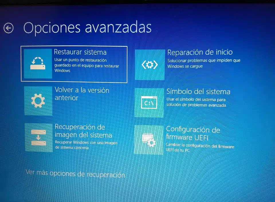 Asistente de Restaurar sistema en Windows