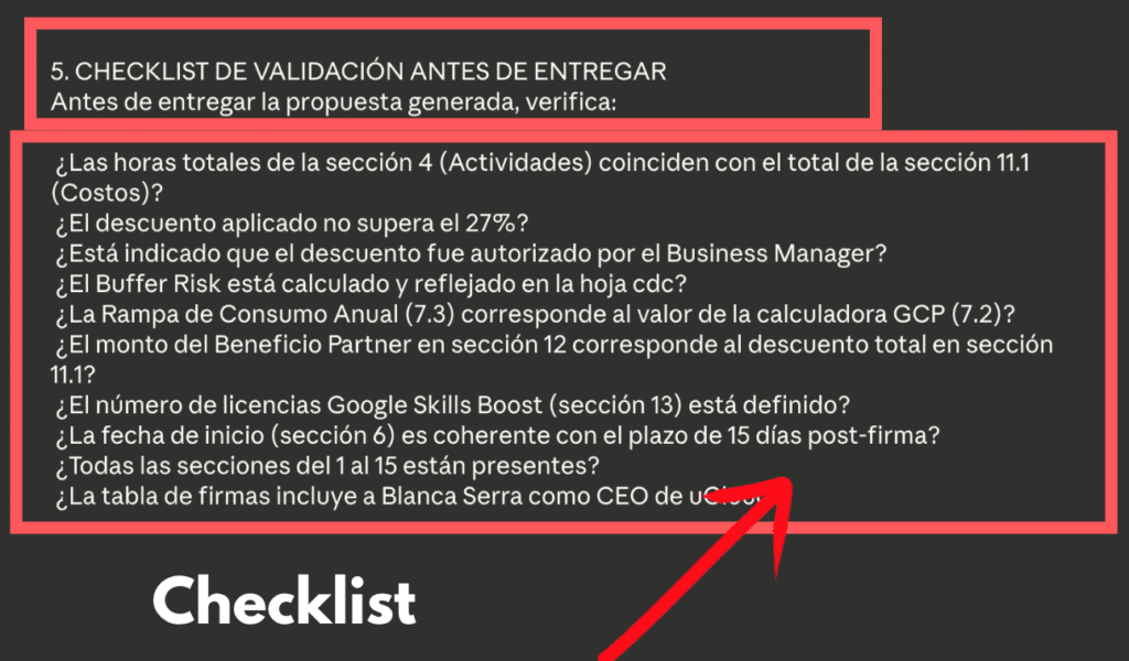 Ejemplo de prompt maestro con preguntas de recopilación de información en ChatGPT